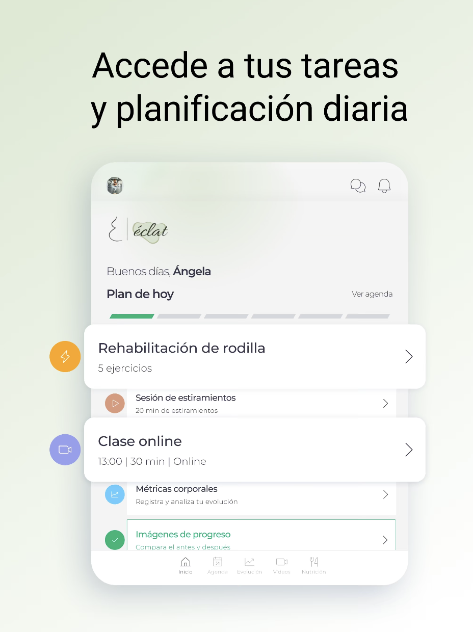 Pantalla principal de la app Éclat